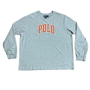 Polo Ralph Lauren‎ Long Sleeve T Shirt Embroidered Spellout Logo Men's Size XXL